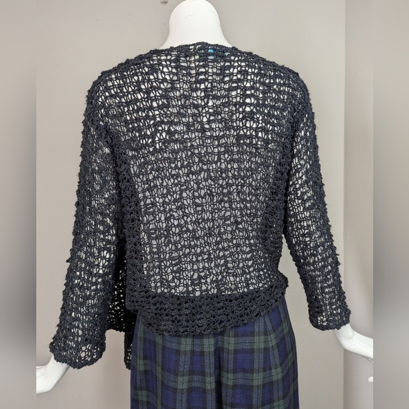 Lani Lau Hawaii Popcorn Knit Tie Front Cardigan One Size Boho Beach Sweater - Picture 8 of 10